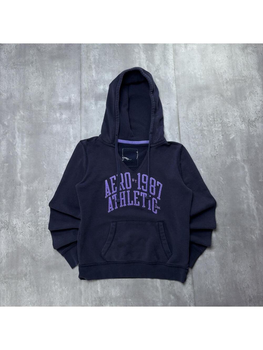 Y2K Purple Aeropostale Grunge Skater Boxy Thermal Hoodie